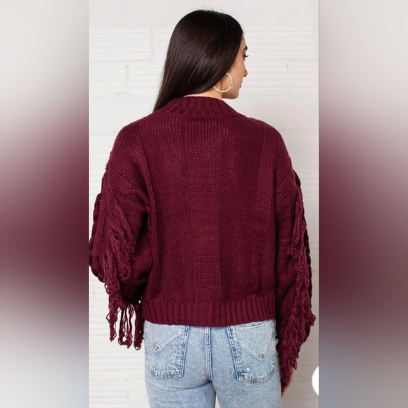 525 America Hand Braided Cable Fringe Top Persimmon Size XS - Picture 3 of 10